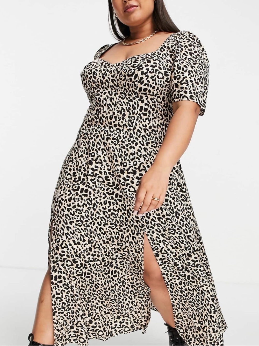 ASOS Curve Leopard-Print Maxi Dress with splits